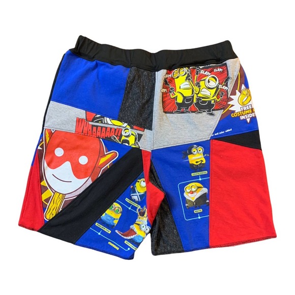 1 of 1 patchwork shorts, reworked custom, elastic waistband 32”-38” mens - Picture 4 of 7